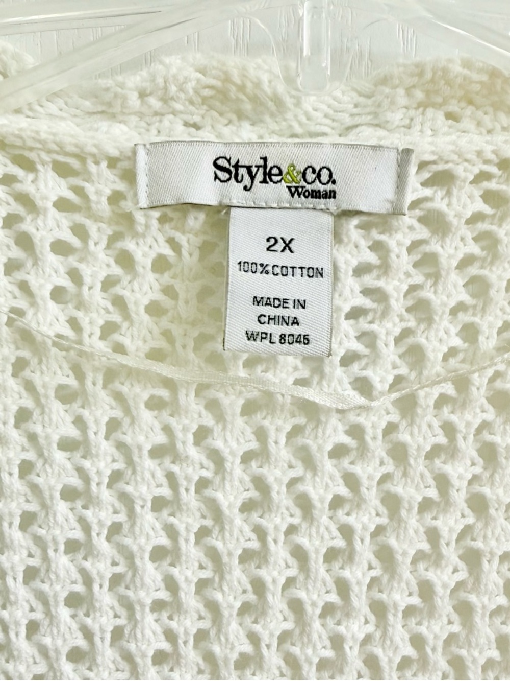 Style & Co. White Open-Weave Short-Sleeve Cardigan - Picture 2 of 4